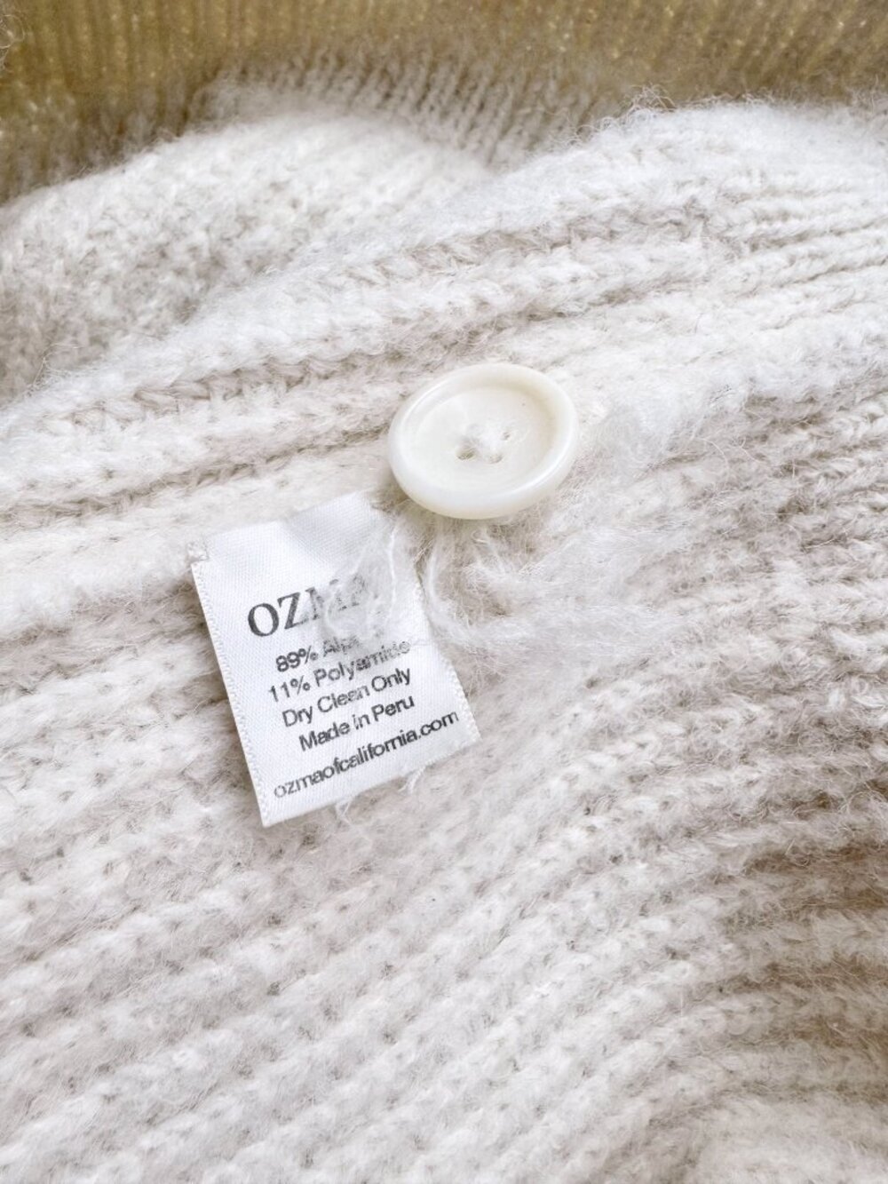 OZMA Sloan Brush Ivory Alpaca Blend Knit Cropped Shawl Cardigan Sweater, Size XS - Picture 13 of 13
